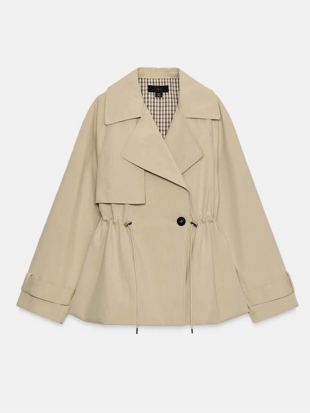 Zara DOUBLE-BREASTED DRAWSTRING TRENCH JACKET